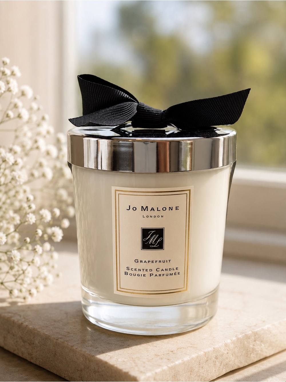 Jo Malone Grapefruit Candle — Silver Cover with Black Ribbon Sealed